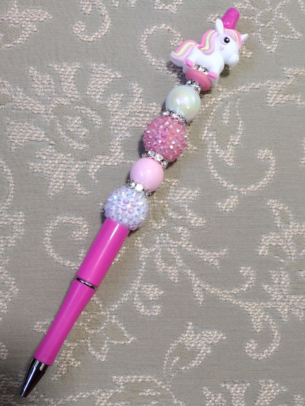 Pink Unicorn Beaded Ballpoint Pen - Home Office